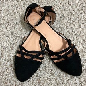 Black Flat Faux Suede Shoes